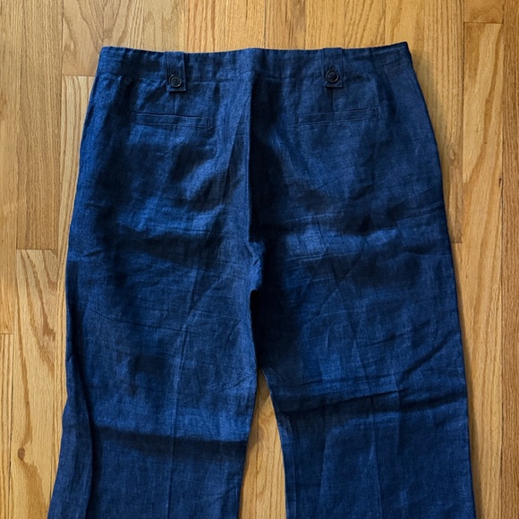 Lafayette 148 sz 10 dark chambray trouser zip fly, pockets, 100% linen wide leg - Picture 6 of 9